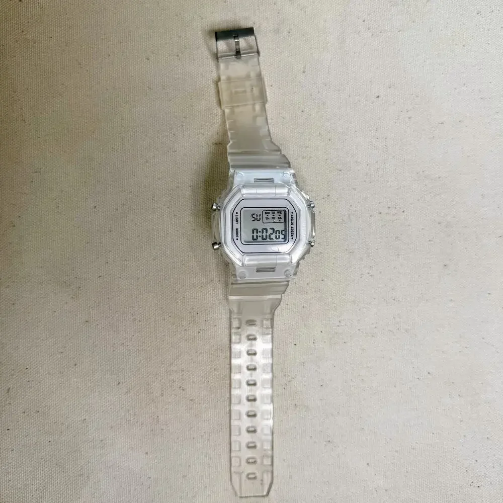 Clear Digital Watch White Accents Unisex Y2K Style Quartz New